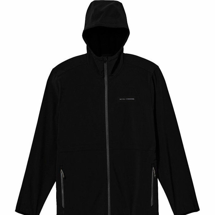 Mens Outerwear * | Royal Robbins Men'S Venturelayer Fleece Full Zip Hoodie Jet Black