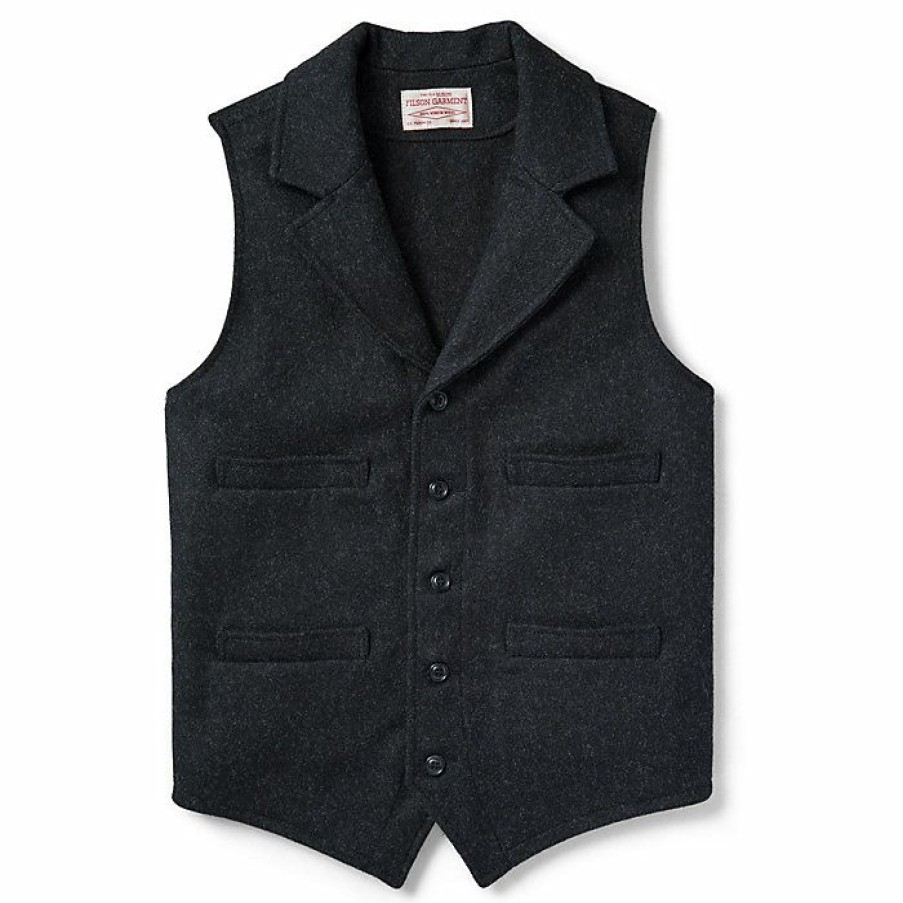 Mens Outerwear * | Filson Men'S Western Vest Charcoal