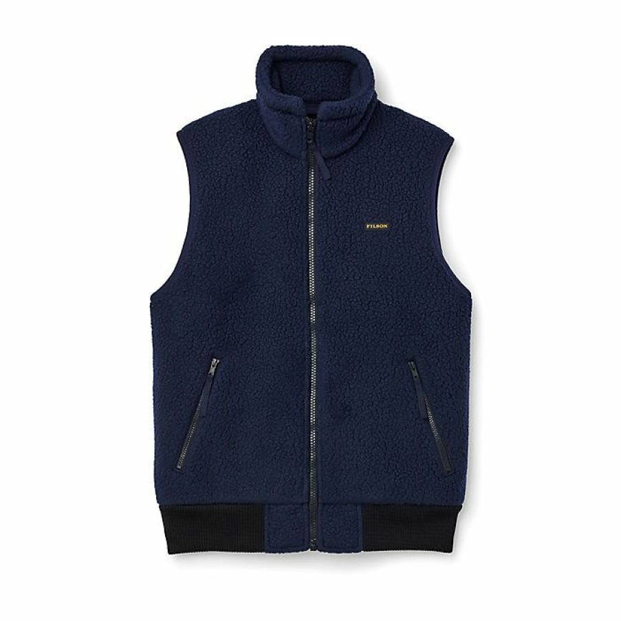 Mens Outerwear * | Filson Men'S Sherpa Fleece Vest Fathom