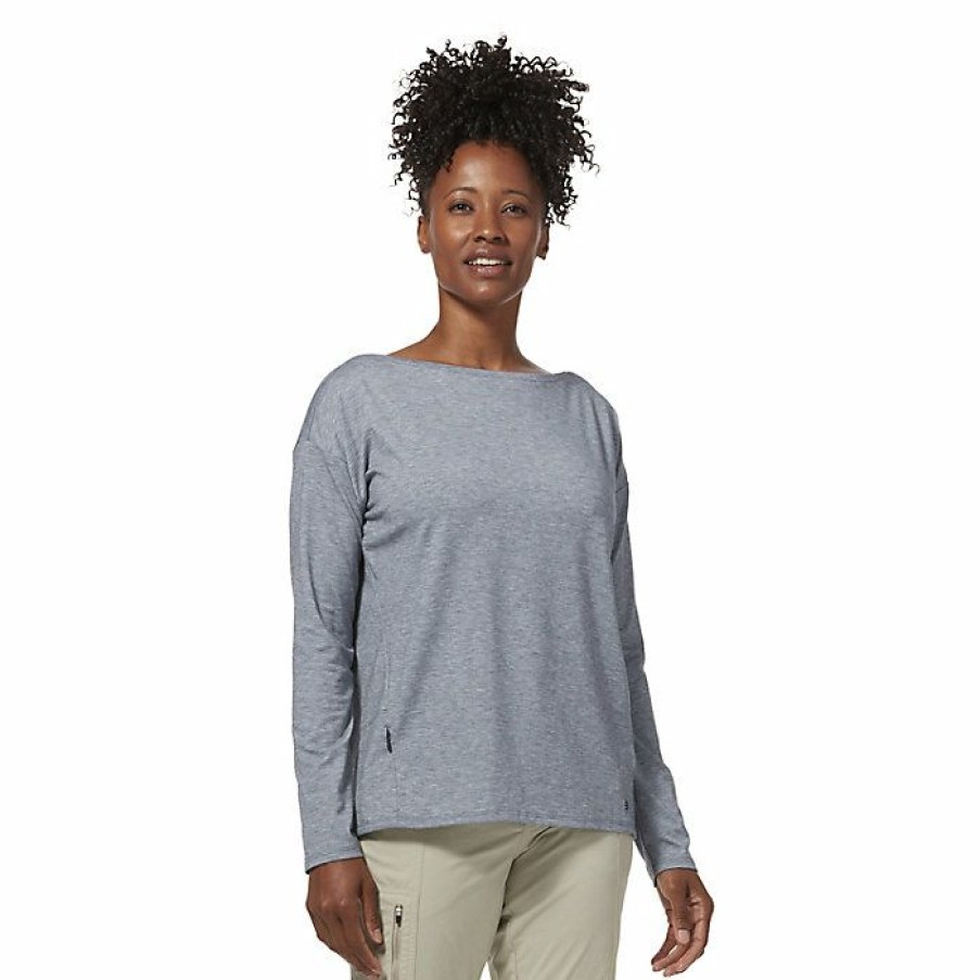 Womens Clothing * | Royal Robbins Women'S Round Trip Drirelease Ls Shirt Slate Heather