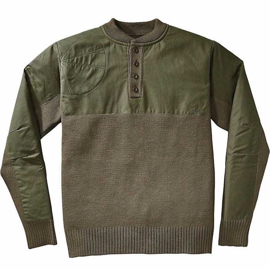 Mens Clothing * | Filson Men'S Henley Guide Sweater Peat Green