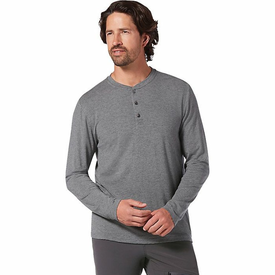 Mens Clothing * | Royal Robbins Men'S Venturelayer 200 Ls Henley River Rock Heather