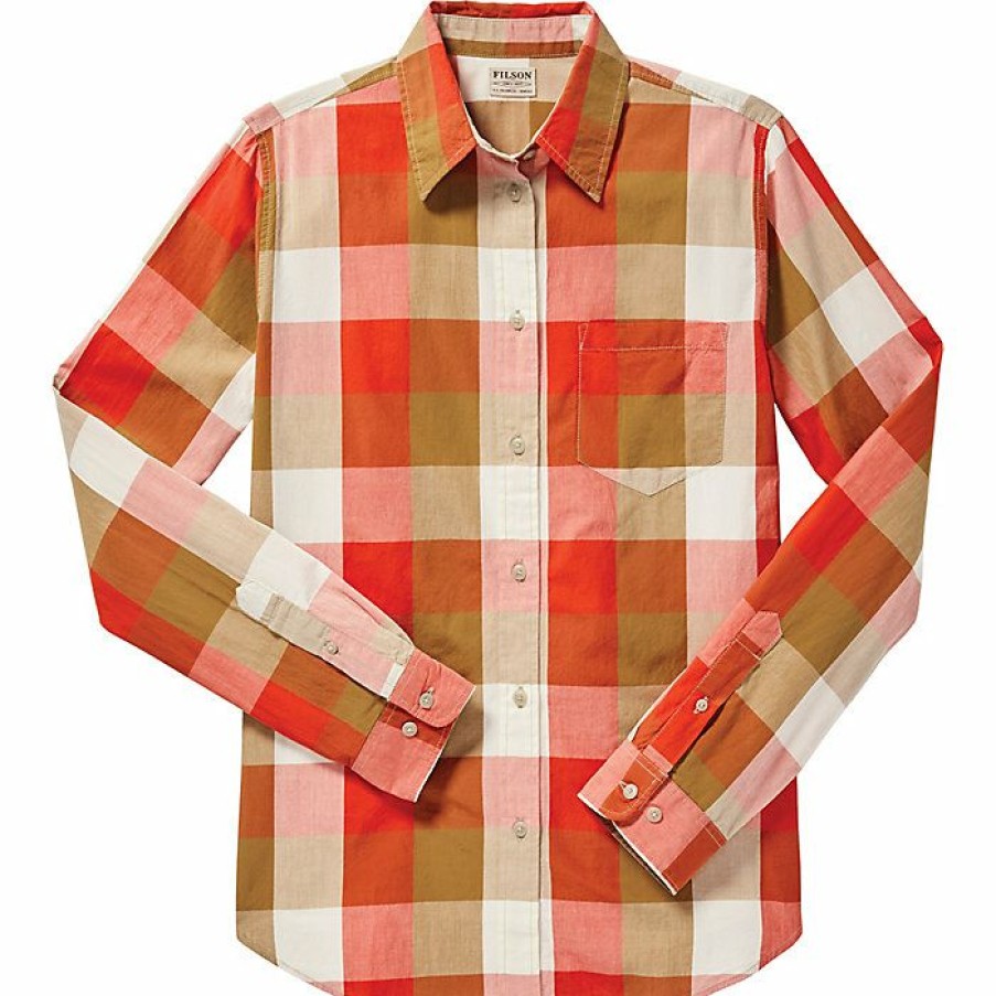 Womens Clothing * | Filson Women'S Hyland Shirt Red / Tan / Cream Plaid