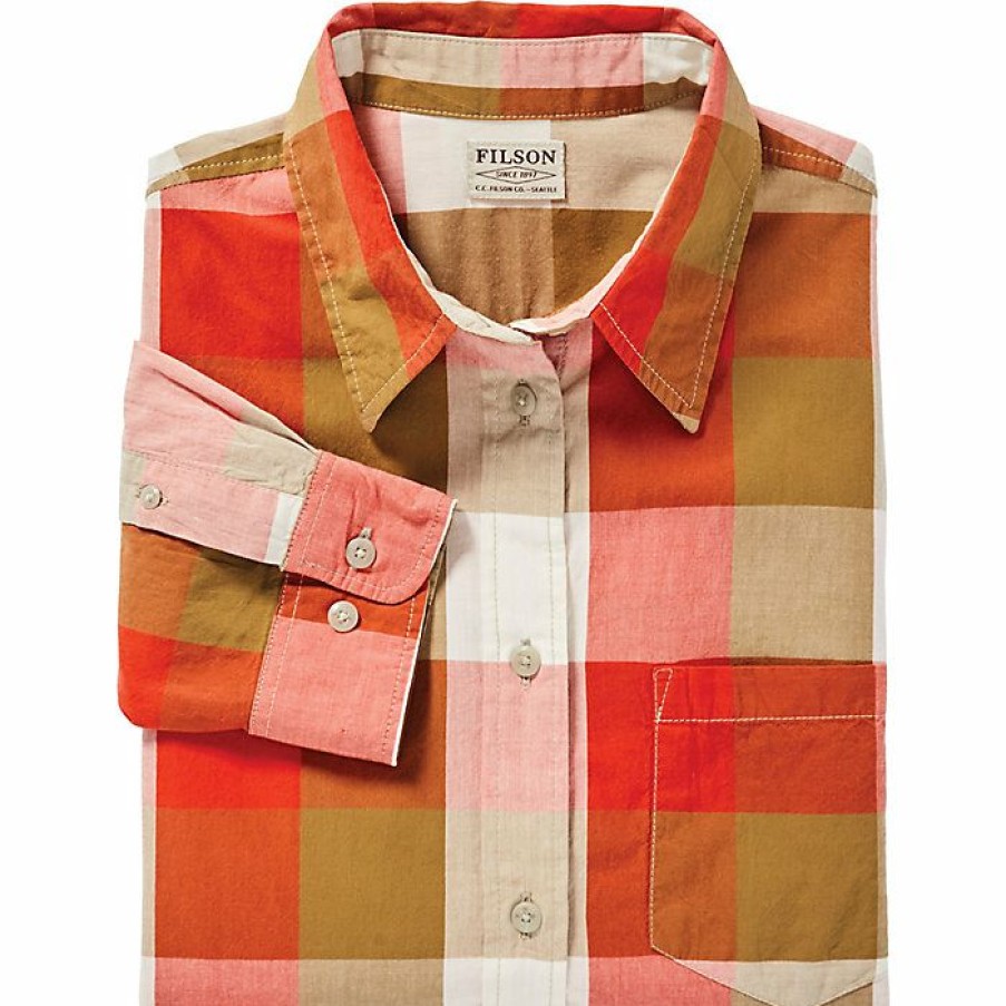 Womens Clothing * | Filson Women'S Hyland Shirt Red / Tan / Cream Plaid