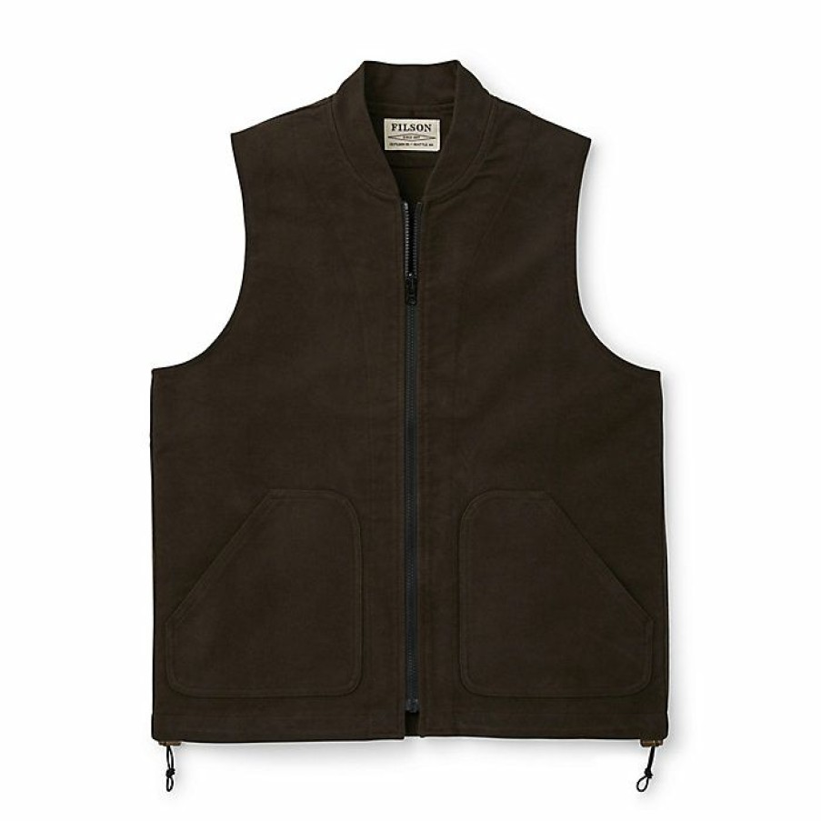 Mens Outerwear * | Filson Men'S Moleskin Vest Liner Brown