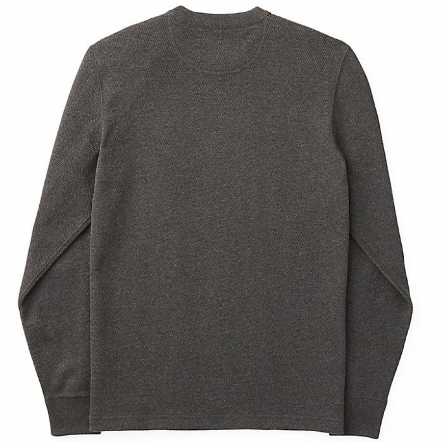 Mens Clothing * | Filson Men'S Waffle Knit Thermal Crew Top Charcoal