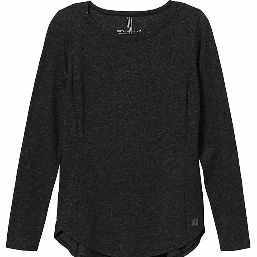 Womens Clothing * | Royal Robbins Women'S Yosemite Slub Boat Neck Ls Top Charcoal Heather