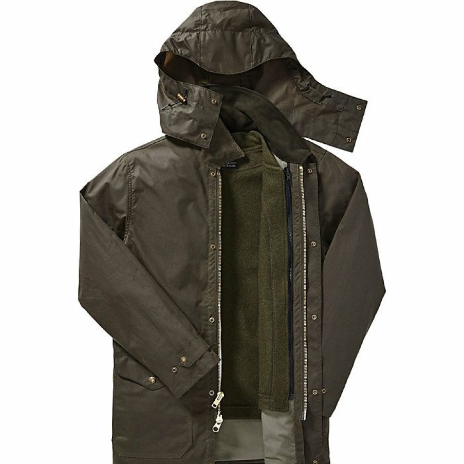 Mens Outerwear * | Filson Men'S Cover Cloth Mile Marker Coat Otter Green