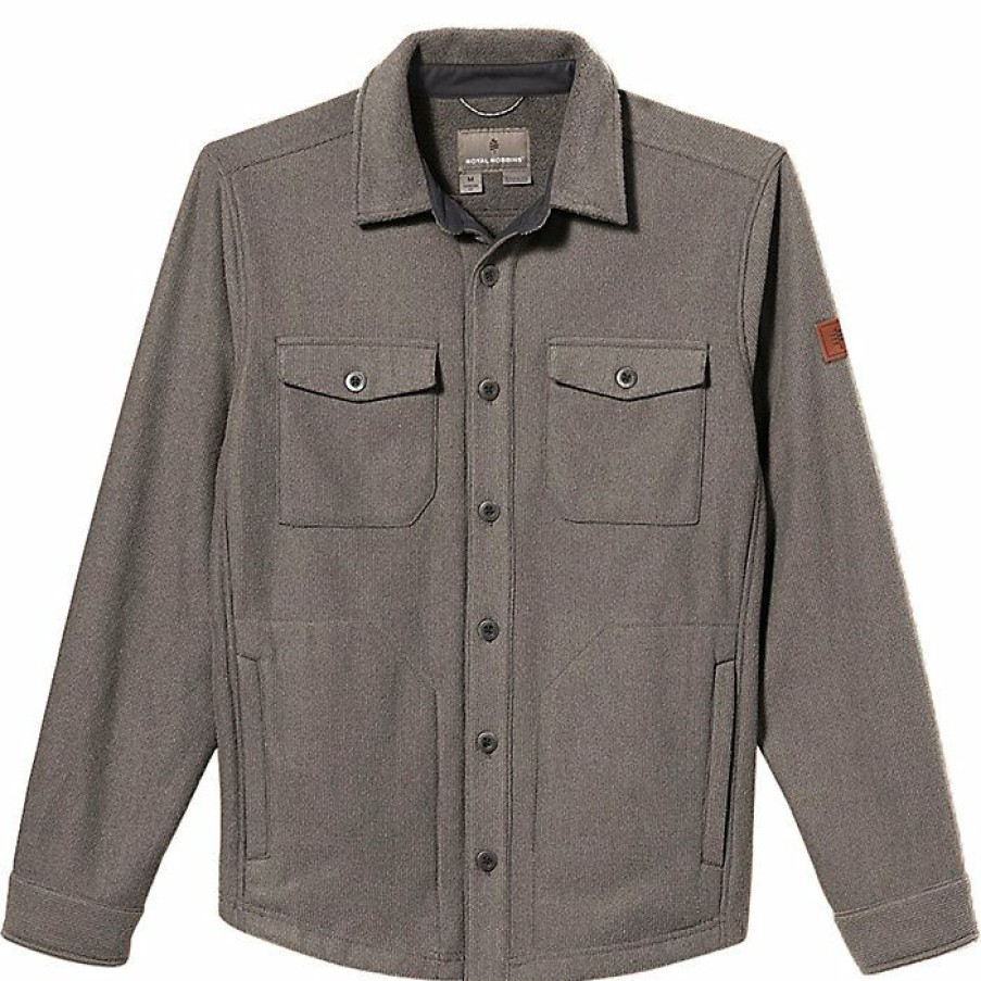 Mens Outerwear * | Royal Robbins Men'S Connection Grid Shacket Pewter