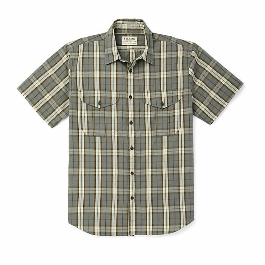 Mens Clothing * | Filson Men'S Washed Ss Feather Cloth Shirt