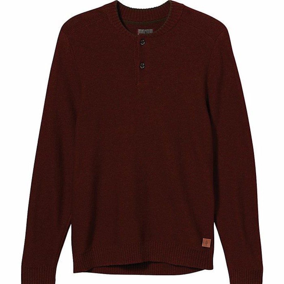 Mens Clothing * | Royal Robbins Men'S Faroe Island Merino Henley Red Rock