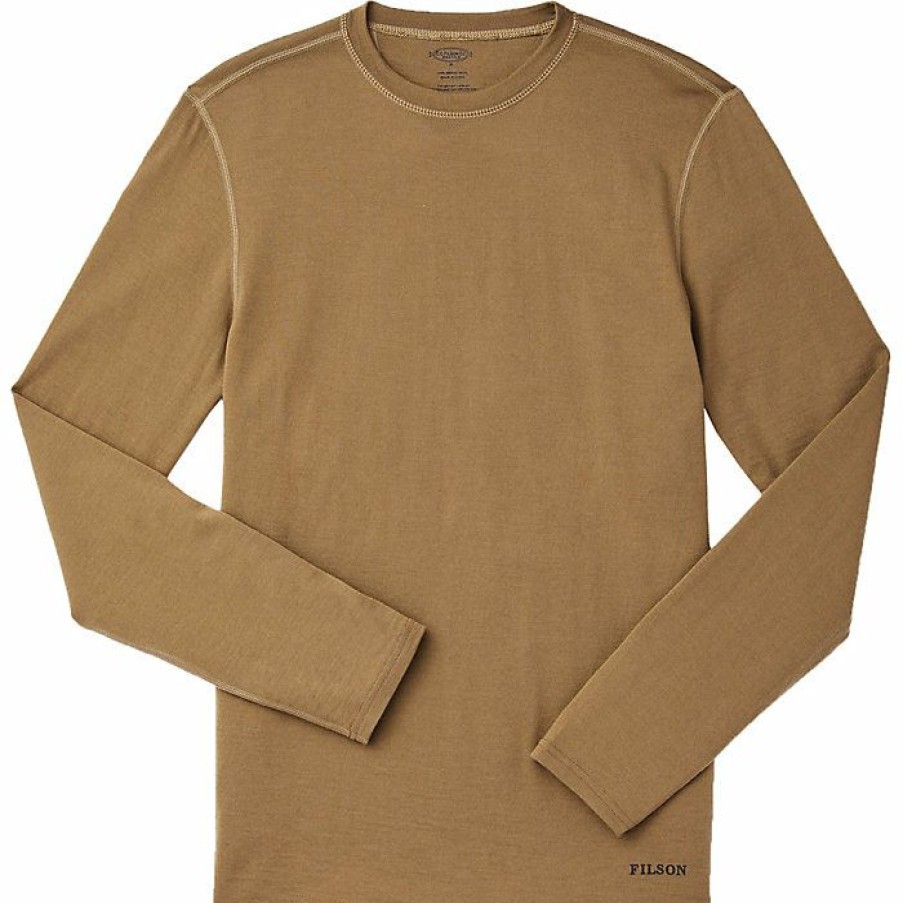 Mens Clothing * | Filson Men'S 210G Merino Ls Crew Top Rugged Tan