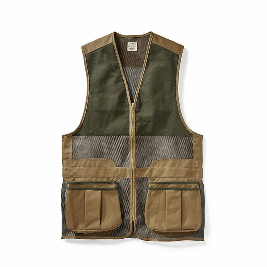 Mens Outerwear * | Filson Men'S Light Shooting Vest Dark Tan