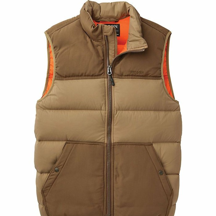 Mens Outerwear * | Filson Men'S Featherweight Down Vest Dark Tan