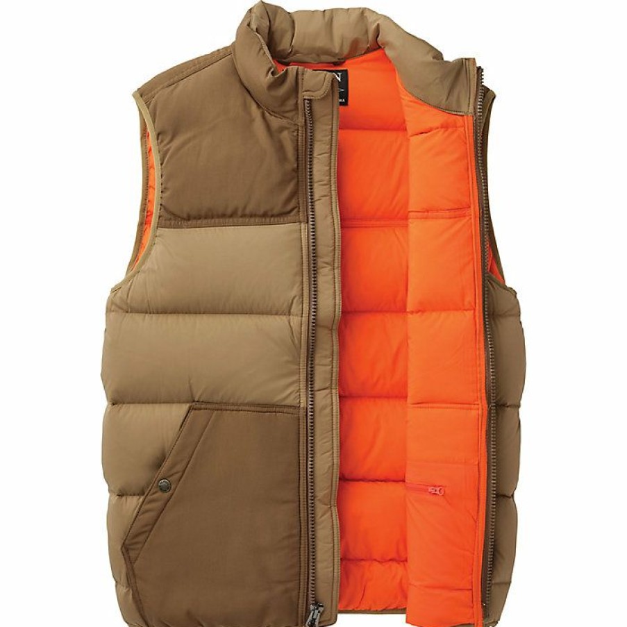 Mens Outerwear * | Filson Men'S Featherweight Down Vest Dark Tan