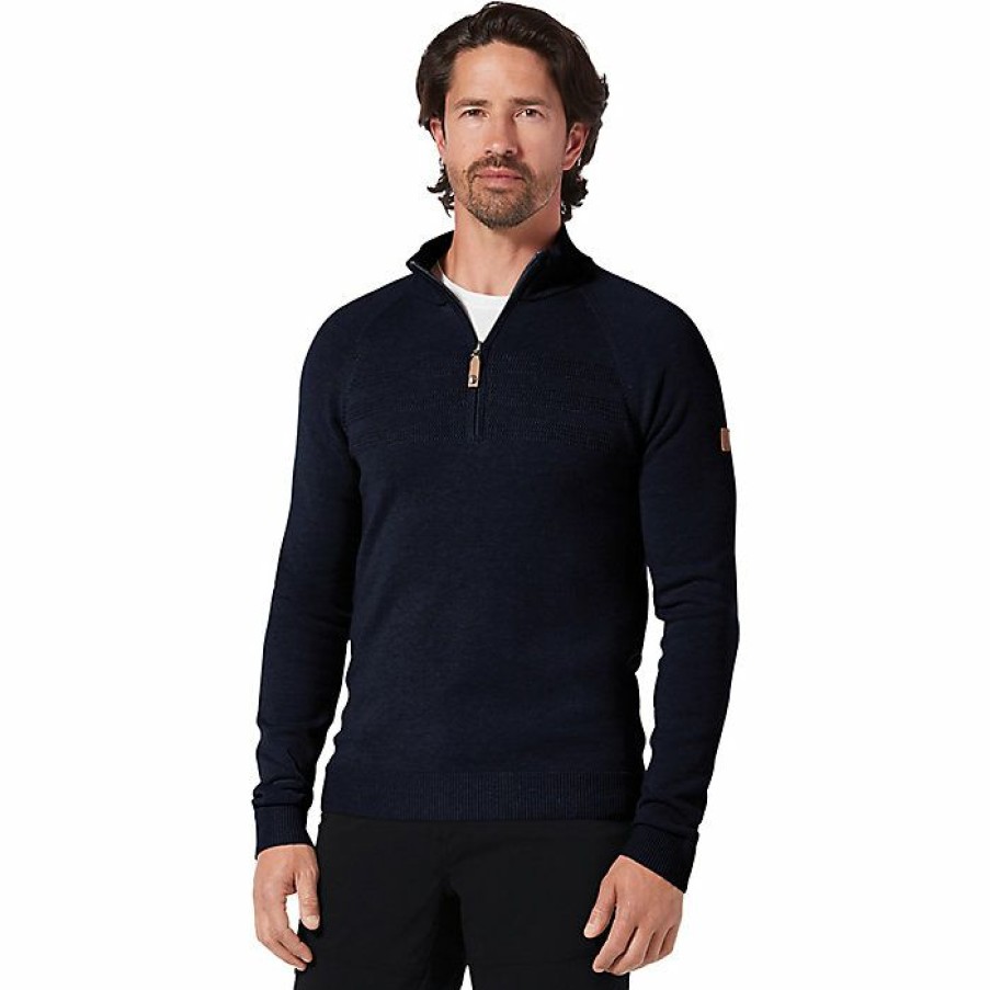 Mens Clothing * | Royal Robbins Men'S Ventour 1/4 Zip Sweater Naval