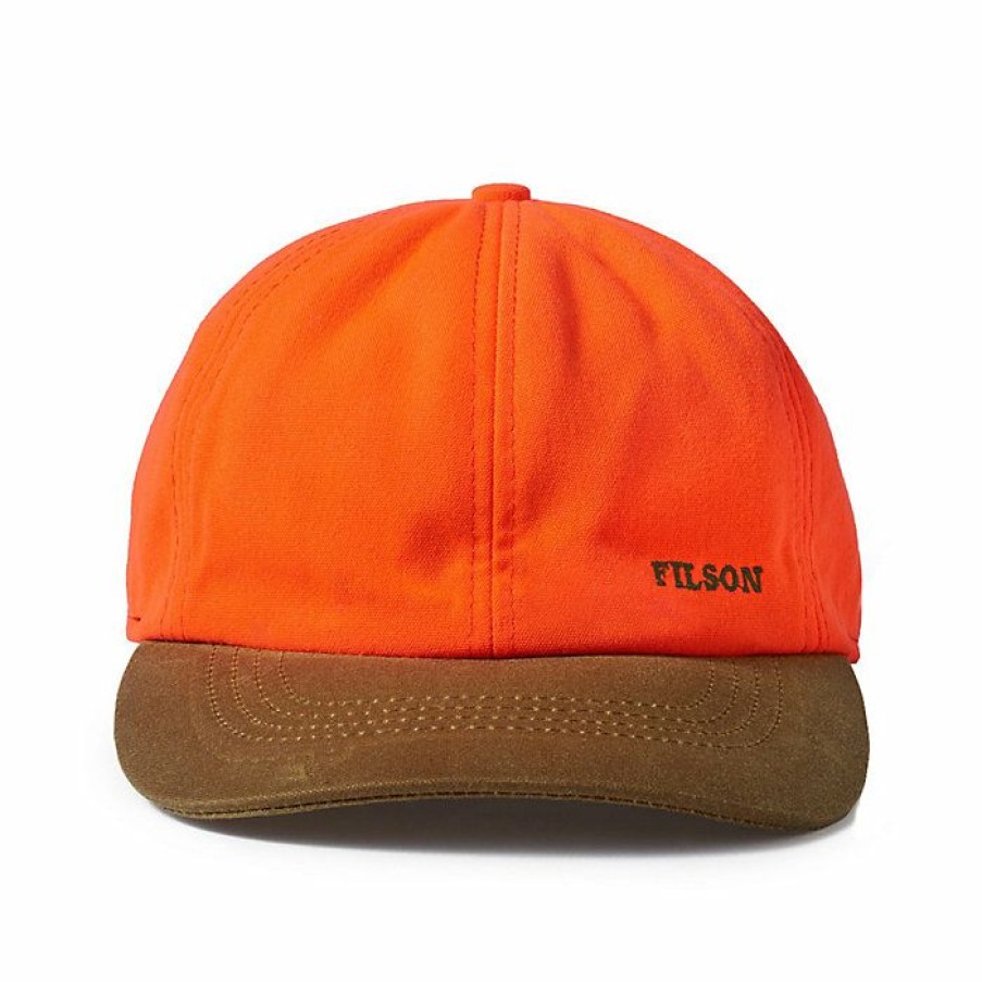 Mens Outerwear * | Filson Blaze Orange Insulated Tin Cloth Cap Desert Tan / Blaze Orange