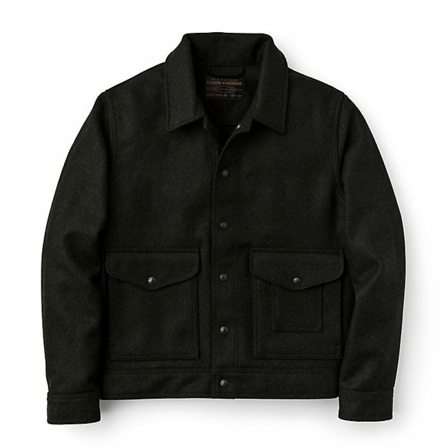 Mens Outerwear * | Filson Men'S Mackinaw Wool Work Jacket Peat Black