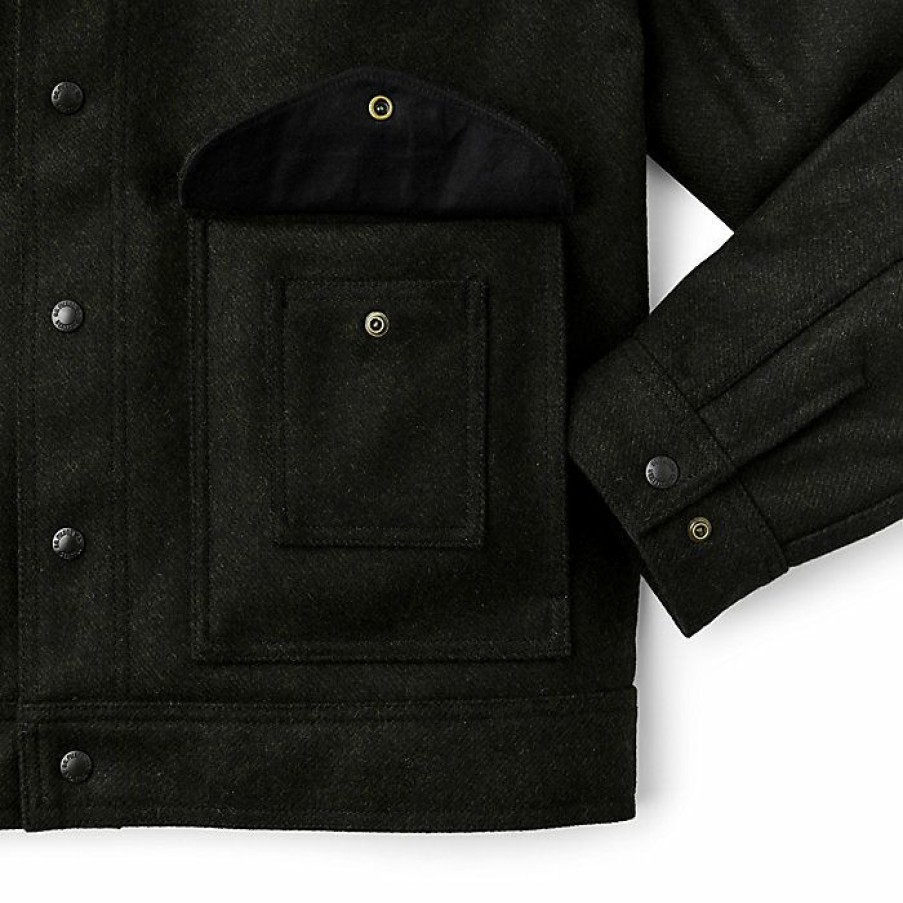 Mens Outerwear * | Filson Men'S Mackinaw Wool Work Jacket Peat Black